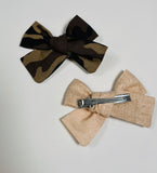 Military + Beige - Set of 2 Clips bow