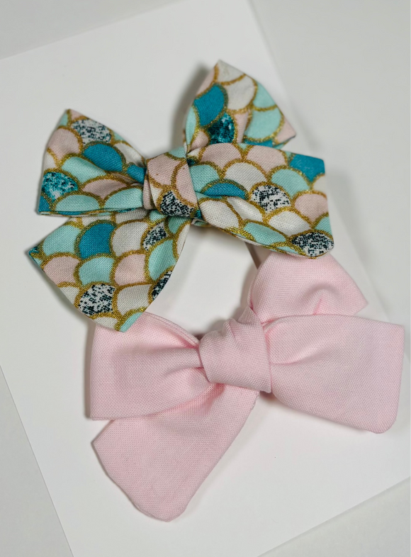 Mermaid PINK - Set of 2 Clips bow
