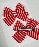 RED Stripes - Set of 2 Clips bow
