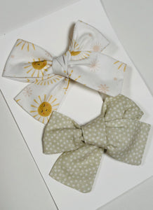 Sun + beige - Set of 2 Clips bow