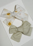 Sun + beige - Set of 2 Clips bow