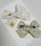 Sun + beige - Set of 2 Clips bow