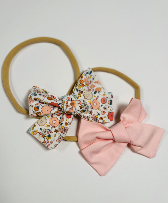 Flower + pink Set of 2 elastic band bow