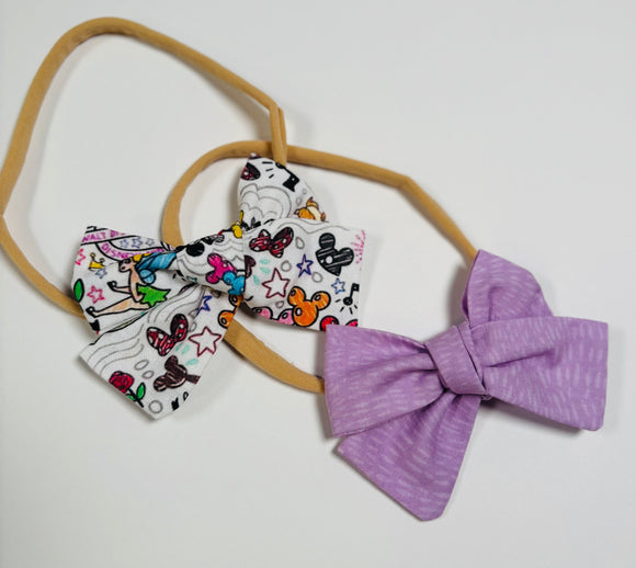 Disney + purple Set of 2 elastic band bow