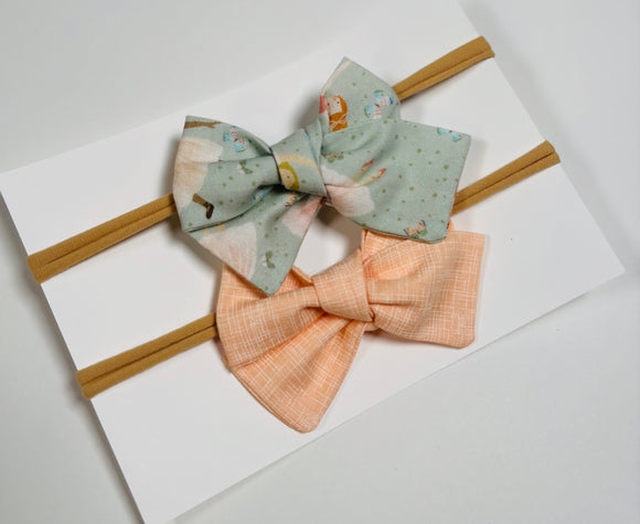Butterfly + Coral Set of 2 elastic band bow
