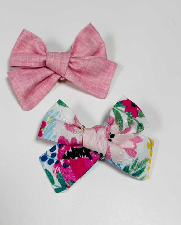 Flower + Pink  - Set of 2 Clips bow (Copy)