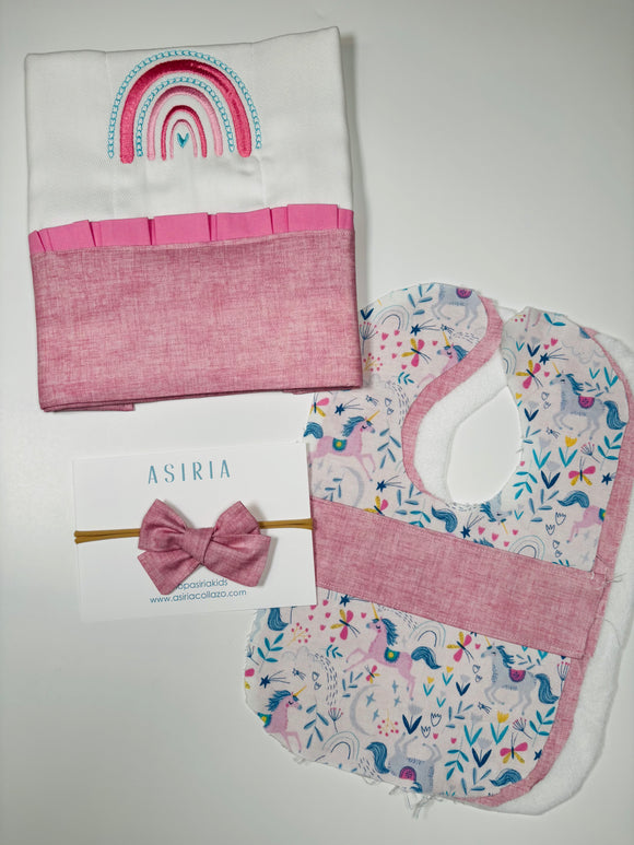 Unicorn Custom Bib + burp Cloth Set