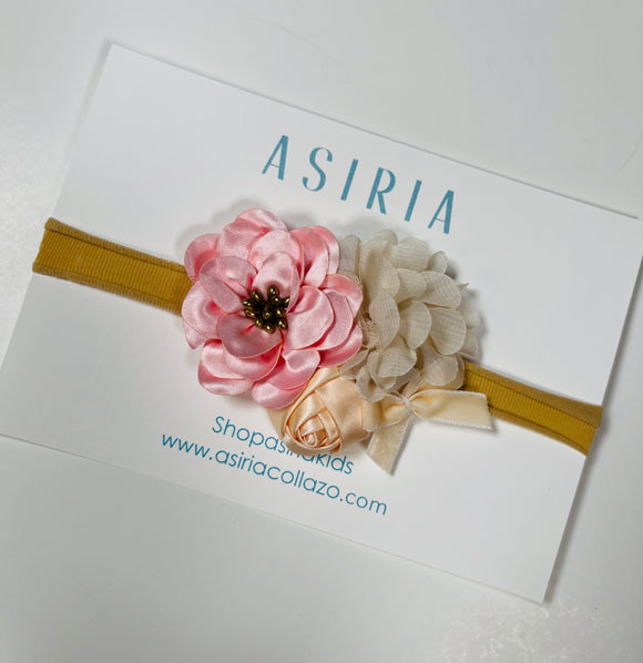 Pink + beige  Medium Bow
