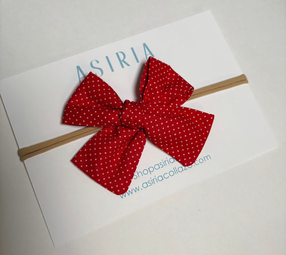 Polka dots Red -Single Elastic Bow