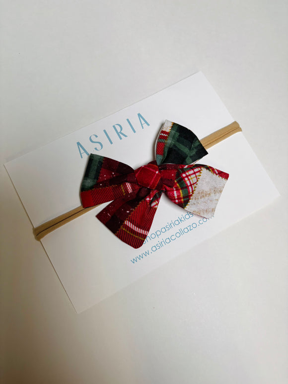 Plaid Xmas-Single Elastic Bow