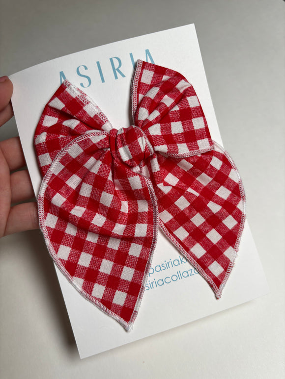 Gingham- Single Clip Serge Bow