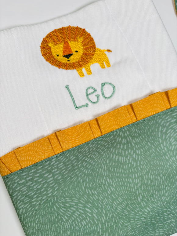 Leo Burp Cloth Embroidered