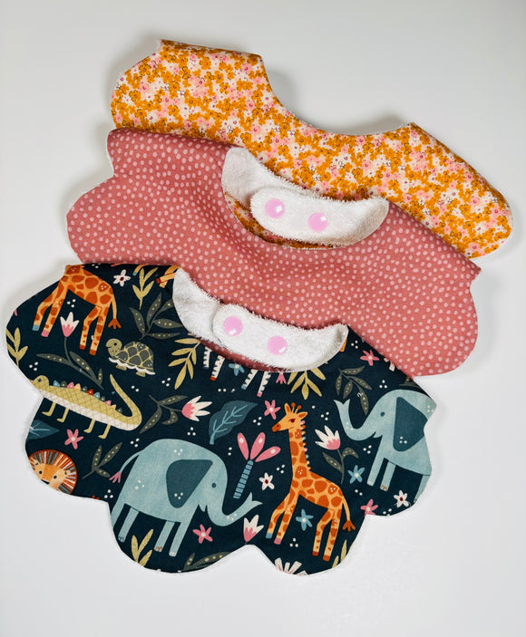 Flower Elephant Trio bibs