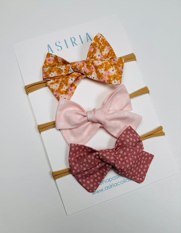 Cute Flower: Set of 3 elastic band bow