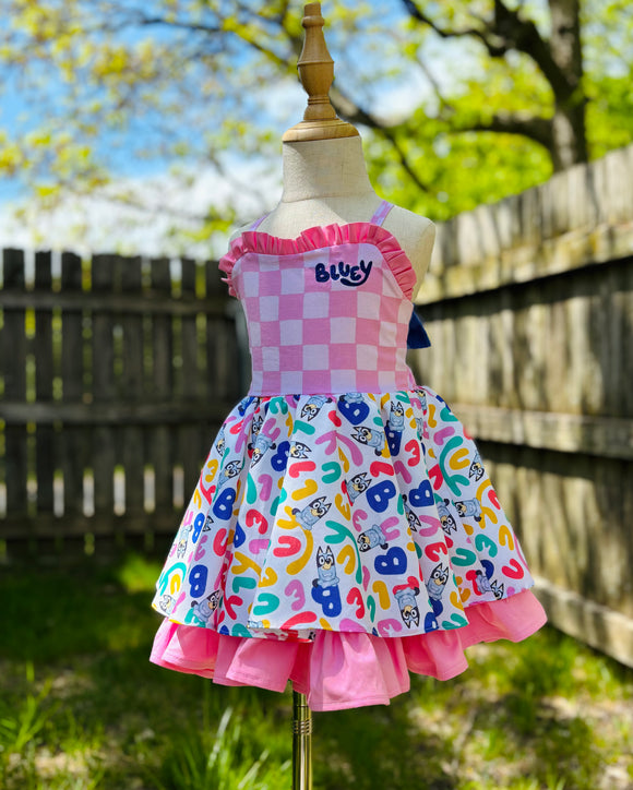 Cute Blue Dog  - Valentina Dress