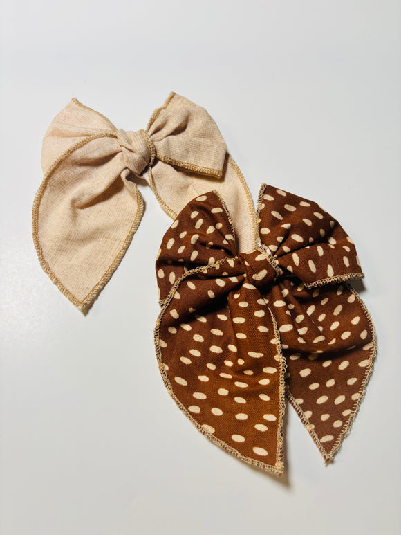 Moca + Beige : 2 clip bows