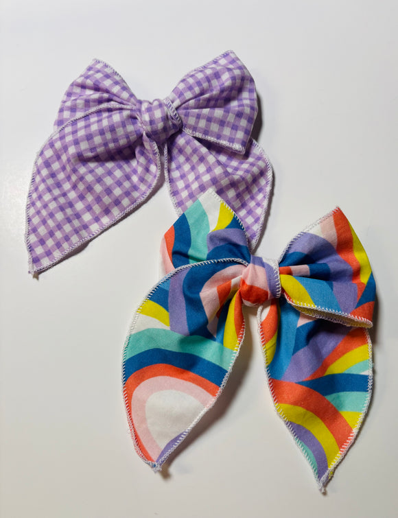 Rainbow Purple - 2 clip bows