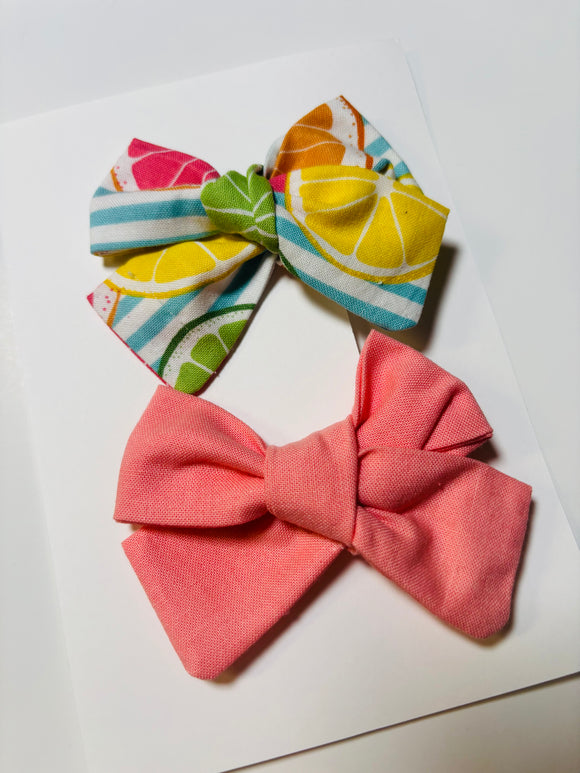Lemon + Coral : 2 Clip bows