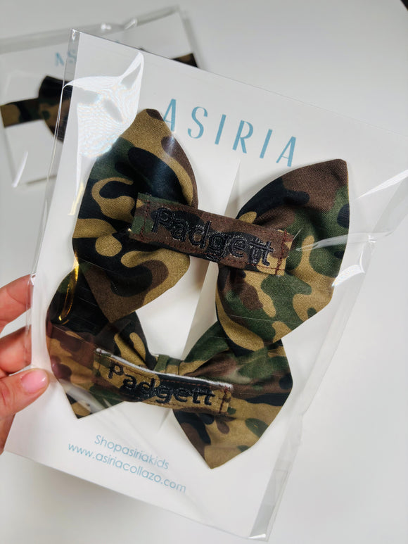 Custom Embroidered Military - TWO Clip Bow