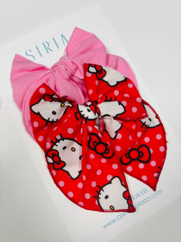 Hello K + Pink  - 2 clip big bow
