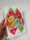 Lemons + Coral + Gingham   - 3 clip big bow