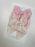 Pink Bunny + light Pink  - 2 clip big bow