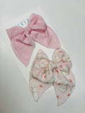 Pink Bunny + light Pink  - 2 clip big bow