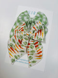 Carrot + green Gingham   - 2 clip big bow