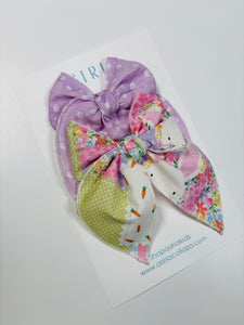 Cute bunny + purple - 2 clip big bow