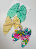 Easter +yellow + aqua   - 3 clip big bow