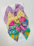 Easter +yellow + purple  - 3 clip big bow