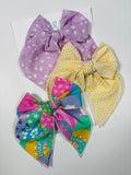 Easter +yellow + purple  - 3 clip big bow