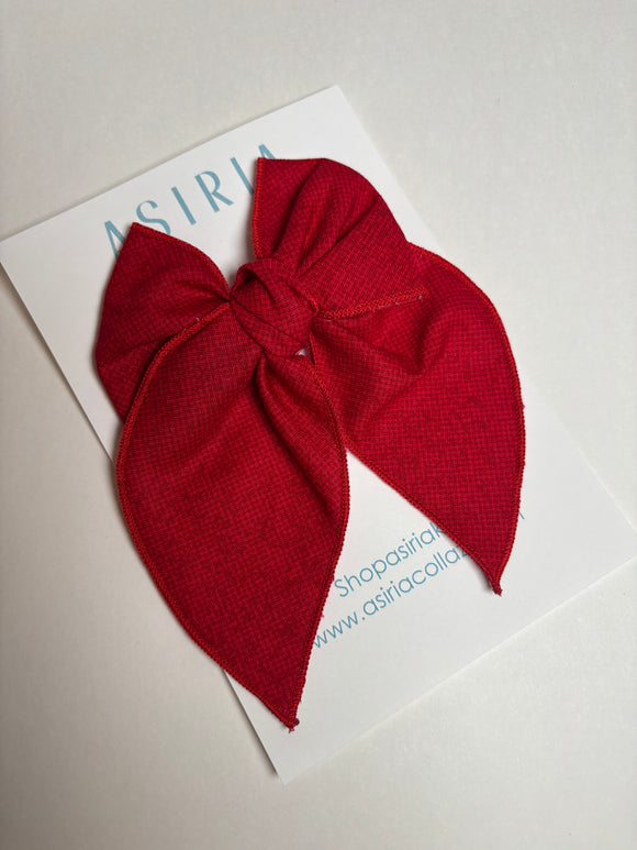 Red  -Single Clip Serge Bow