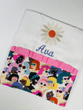 Daisy Girls Burp Cloth Embroidered