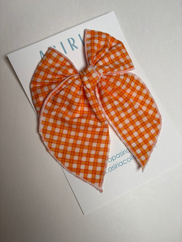 Orange -Single Clip Serge Bow