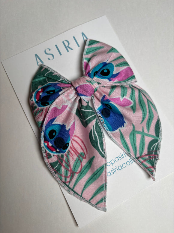 Pink Stitch -Single Clip Serge Bow