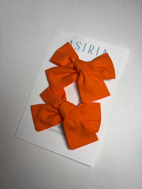 Basic orange- Set of 2 Clips bow
