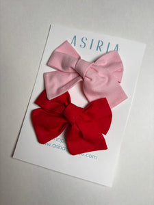 Red + Pink - Set of 2 Clips bow