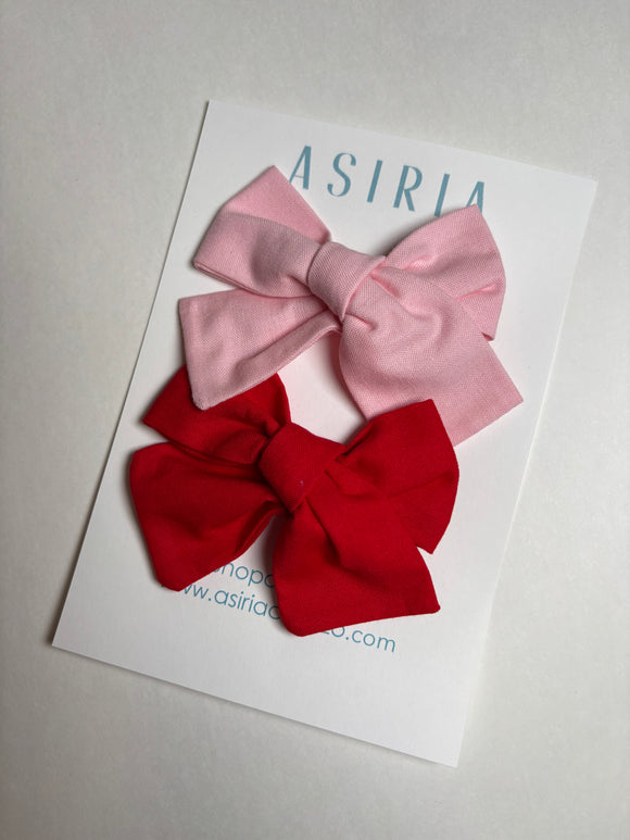 Red + Pink - Set of 2 Clips bow