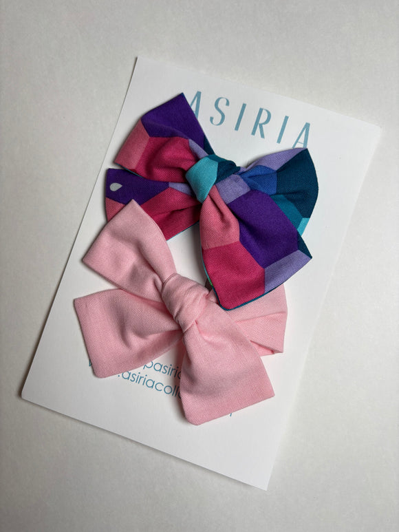 Purple + Pink - Set of 2 Clips bow