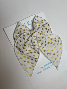 Gold dots -Single Clip Serge Bow