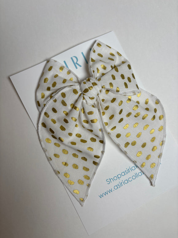 Gold dots -Single Clip Serge Bow