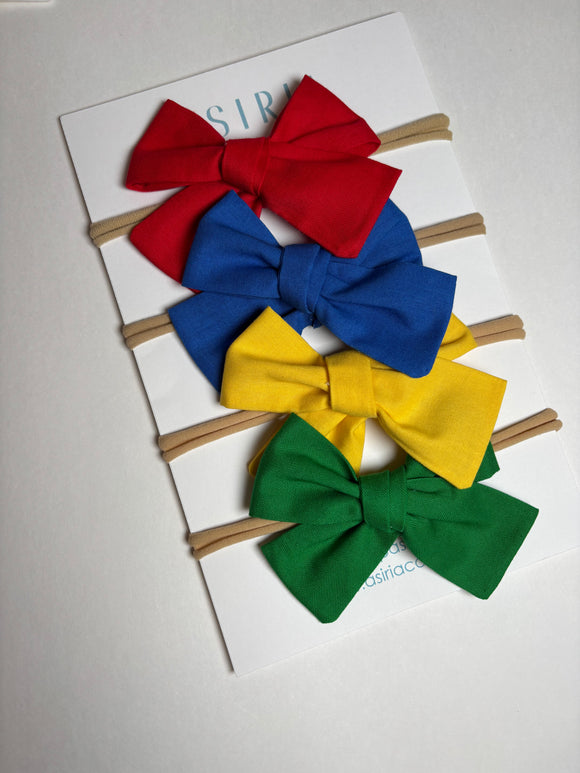 School Basic Colors   - Set of 4 elastic band bow