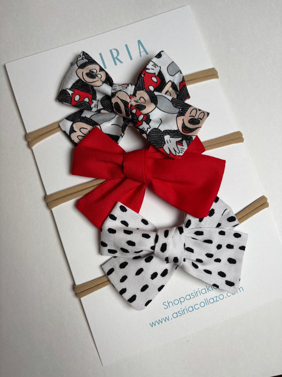 M. Mouse matching set   - Set of 3 elastic band bow