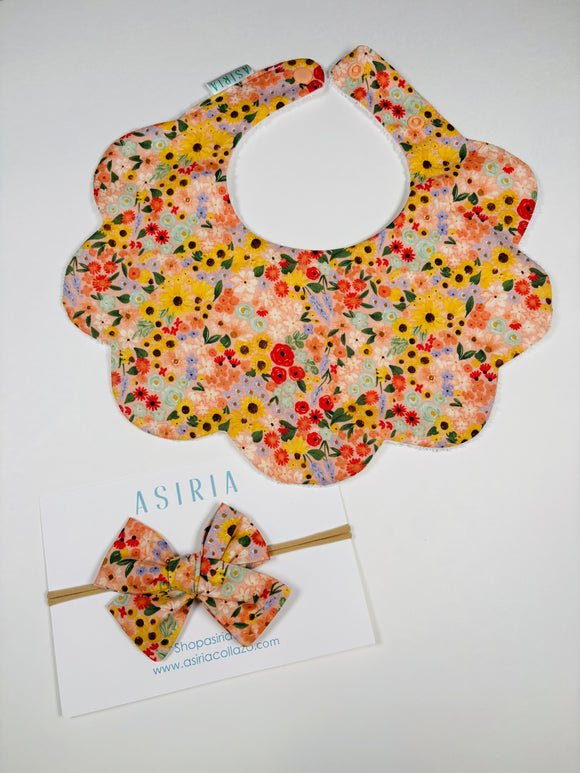 Sunflowers bib + Bow