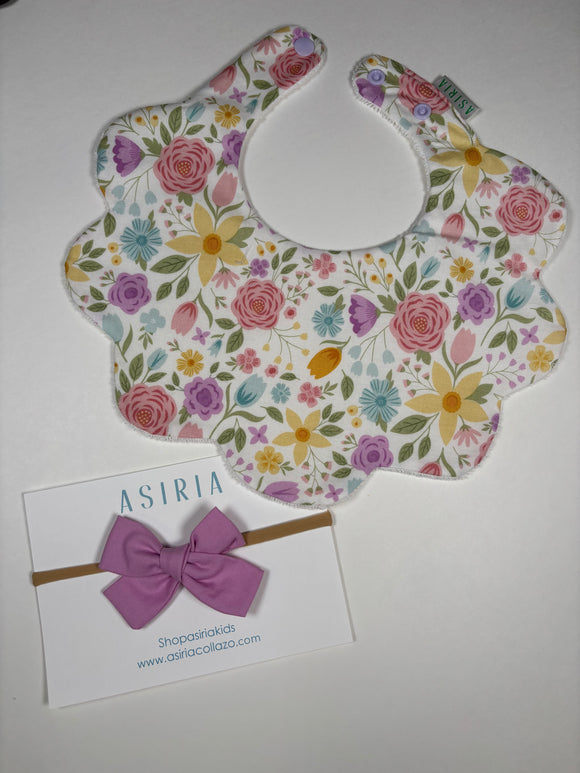 Soft Flowers bib + Bow
