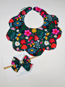 Cute Flowers bib + Bow