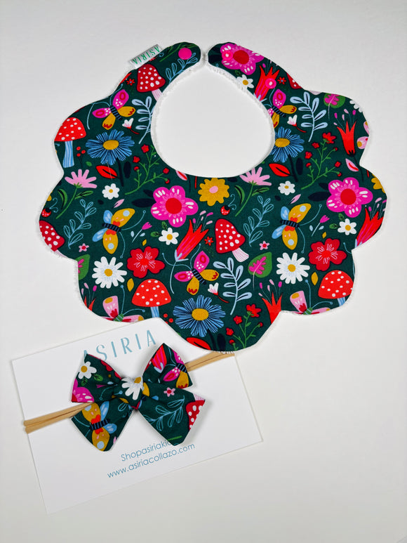 Cute Flowers bib + Bow