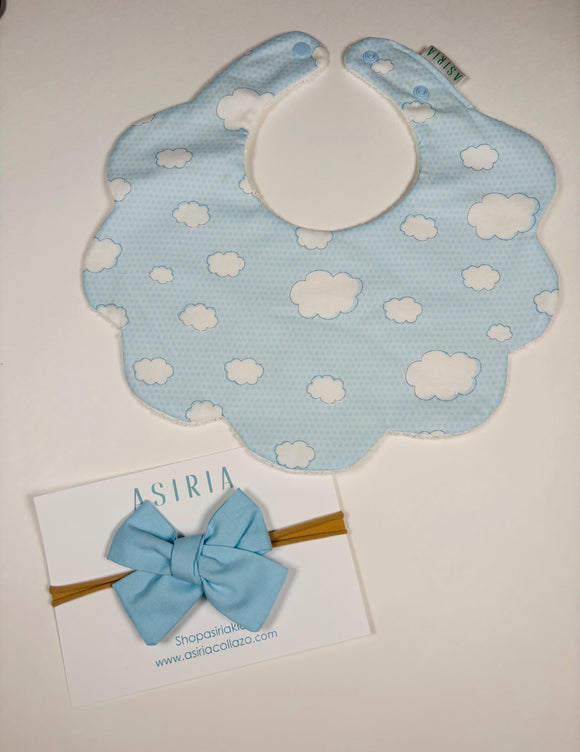 Clouds bib + Bow