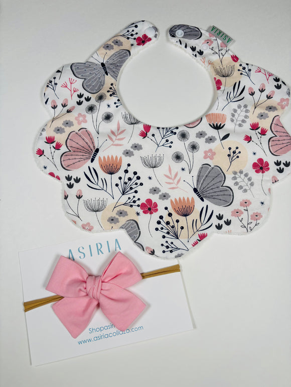 Butterfly flower bib + Bow